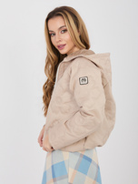 Beżowa pikowana kurtka z kapturem RUE PARIS 