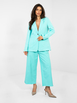 Turkusowa jeansowa marynarka z zapięciem na guzik RUE PARIS 