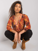 Brązowa bluzka szyfonowa z nadrukiem Barrie