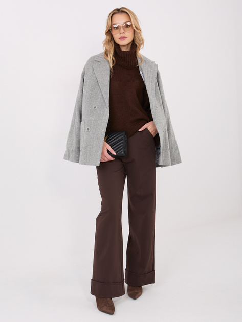 Ciemnobrązowy damski sweter golf o kroju oversize