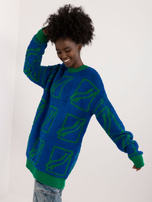 Hurtownia Ciemnoniebieski długi sweter damski oversize