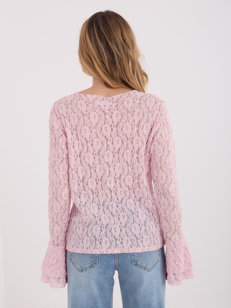 Jasnoróżowa damska bluzka z dekoltem w łódkę