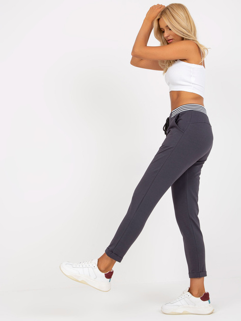 Hurt Grafitowe dresowe spodnie basic z bawełny RUE PARIS