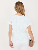 Miętowa casualowa bluzka z krótkim rękawem