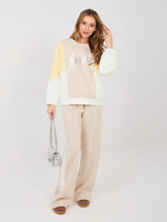 Beżowa bluza oversize bez kaptura RUE PARIS 