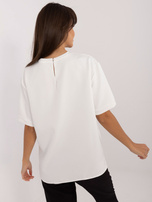 Hurt Ecru-czarna bluzka wizytowa z krótkim rękawem