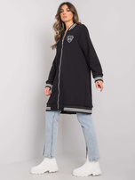 Black long zip-up sweatshirt with the patch Lucia RUE PARIS.