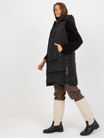 Hurt Czarna kamizelka puchowa z kapturem i pikowaniem