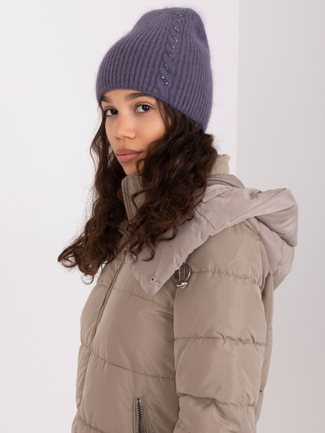 Hurtownia Grafitowa damska czapka z aplikacją