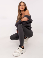 Hurt Ciemnoszare sportowe legginsy z przezroczystymi paskami