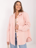 Jasnoróżowa koszulowa kurtka z kieszeniami RUE PARIS 