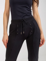 Hurtownia Czarne bawełniane spodnie dresowe do kostki