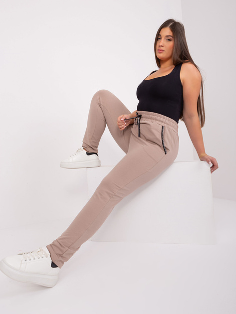 Hurt Beżowe spodnie dresowe plus size z prostymi nogawkami