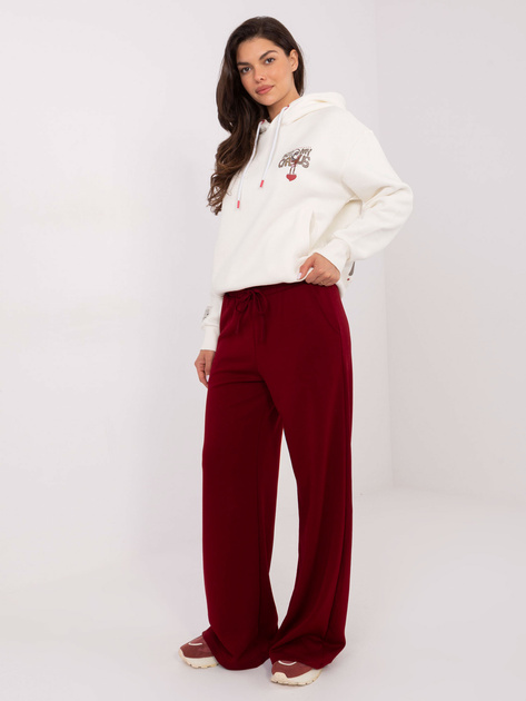 Bordowe spodnie basic z szeroką nogawką
