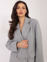 Szary krótki płaszcz dwurzędowym zapięciem RUE PARIS