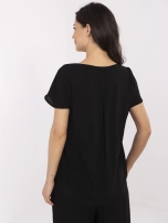 Czarna damska bluzka z dekoltem V SUBLEVEL