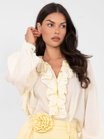 Jasnożółta damska bluzka boho z guzikami