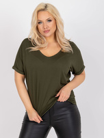 Khaki bluzka plus size o luźnym kroju Dina
