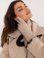 Hurtownia Beżowe damskie rękawiczki z ociepleniem