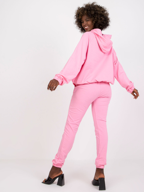 Jasnoróżowy bawełniany komplet dresowy z kieszeniami Natela