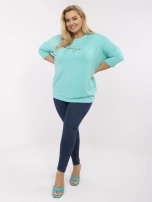 Turkusowa damska bluzka plus size z napisem