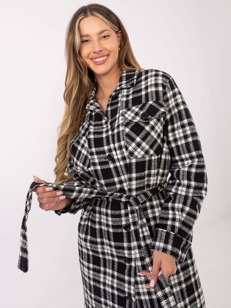 Czarno-biały płaszcz w kratę Raquel