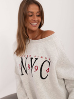 Hurt Jasnoszara melanżowa bluza bez kaptura ze ściągaczami