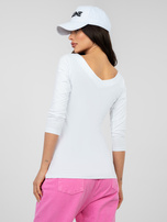 Biała bluzka basic z dekoltem na plecach RUE PARIS 