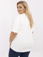 Ecru bawełniana bluzka plus size z haftem