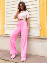 Różowe muślinowe spodnie na lato OCH BELLA 