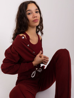 Hurt Bordowy damski komplet dresowy z bluzą bomberką