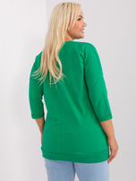 Hurtownia Zielona damska bluzka plus size z rękawem 3/4