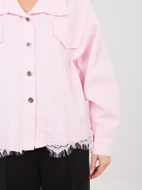 Jasnoróżowa jeansowa kurtka oversize RUE PARIS