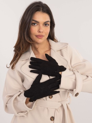 Hurt schwarze gefütterte Damenhandschuhe mit Knopf.