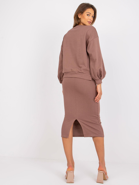 Jasnobrązowy komplet dresowy ze spódnicą midi Louisa