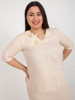 Hurt Jasnobrzoskwiniowa bluzka plus size z koronką 