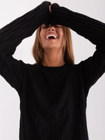 Hurt Czarny damski sweter klasyczny ze ściągaczami