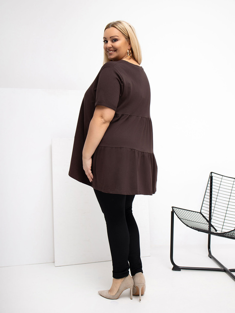 Czekoladowa bluzka plus size z krótkim rękawem