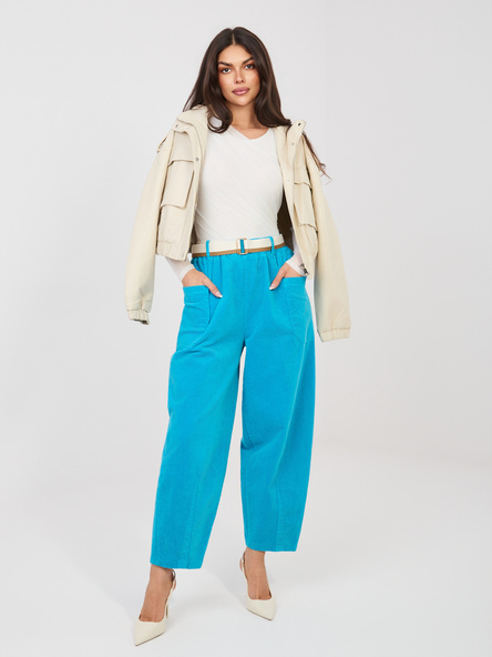 Niebieskie sztruksowe spodnie od kompletu RUE PARIS