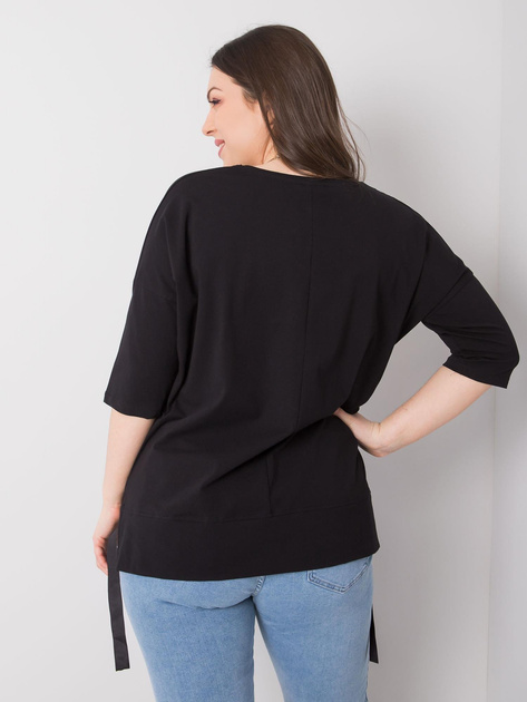 Czarna bluzka plus size z aplikacją Darren