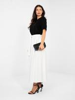 Ecru midi spódnica z kieszeniami 