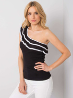 Czarny top z falbanami Rhea OCH BELLA