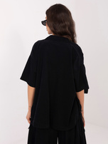 Czarna sztruksowa koszula ze ściągaczami