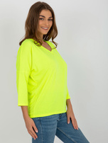 Wholesale Fluo yellow women's basic blouse made of viscose.