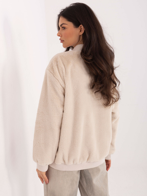 Jasnobeżowa dwustronna kurtka z suwakiem