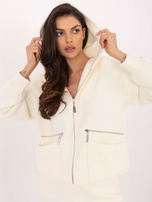 Ecru komplet alpaka ze ściągaczem na bluzie