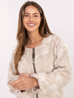 Jasnobeżowa zamszowa kurtka z suwakiem RUE PARIS 