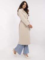 Beżowy damski płaszcz z kołnierzem 