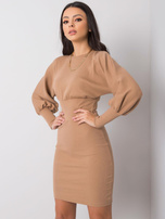 Beżowa sukienka prążkowana Leticia RUE PARIS