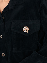 Czarna sztruksowa kurtka z kołnierzem RUE PARIS 